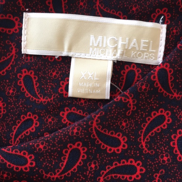 Michael Kors Women’s Dress XXL Navy Scarlet Red Short Sleeves long zipper NWOT - Picture 4 of 11